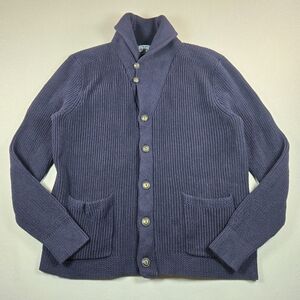 Polo Ralph Lauren Navy Blue Ribbed Knit Shawl Collar Cardigan XL Like New